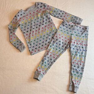 Primary Kids Multicolor Heart Gray Cotton Pajama Set Size 2-3